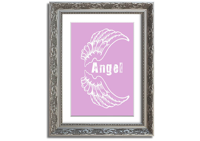 Angel Wings 3 Pink framed print featuring delicate pink wings, elegantly framed and ready to hang.