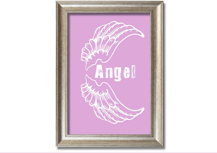 Angel Wings 3 Pink framed print featuring delicate pink wings, elegantly framed and ready to hang.