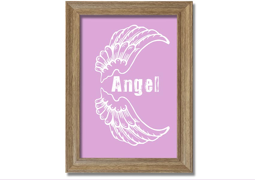 Angel Wings 3 Pink framed print featuring delicate pink wings, elegantly framed and ready to hang.