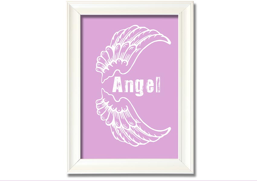 Angel Wings 3 Pink framed print featuring delicate pink wings, elegantly framed and ready to hang.