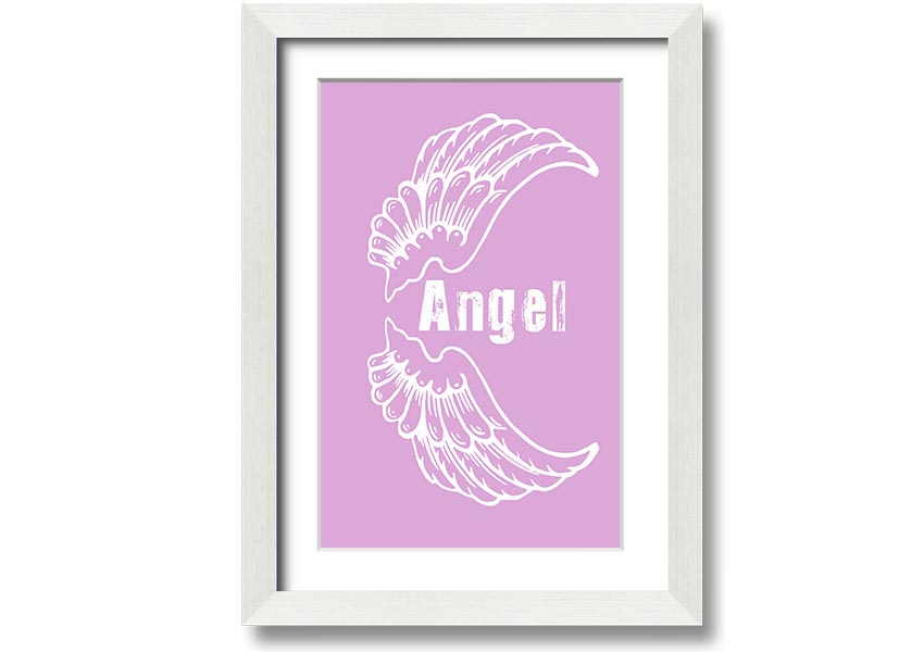 Angel Wings 3 Pink framed print featuring delicate pink wings, elegantly framed and ready to hang.