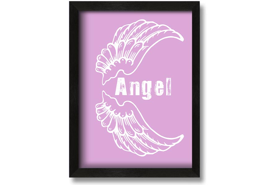 Angel Wings 3 Pink framed print featuring delicate pink wings, elegantly framed and ready to hang.