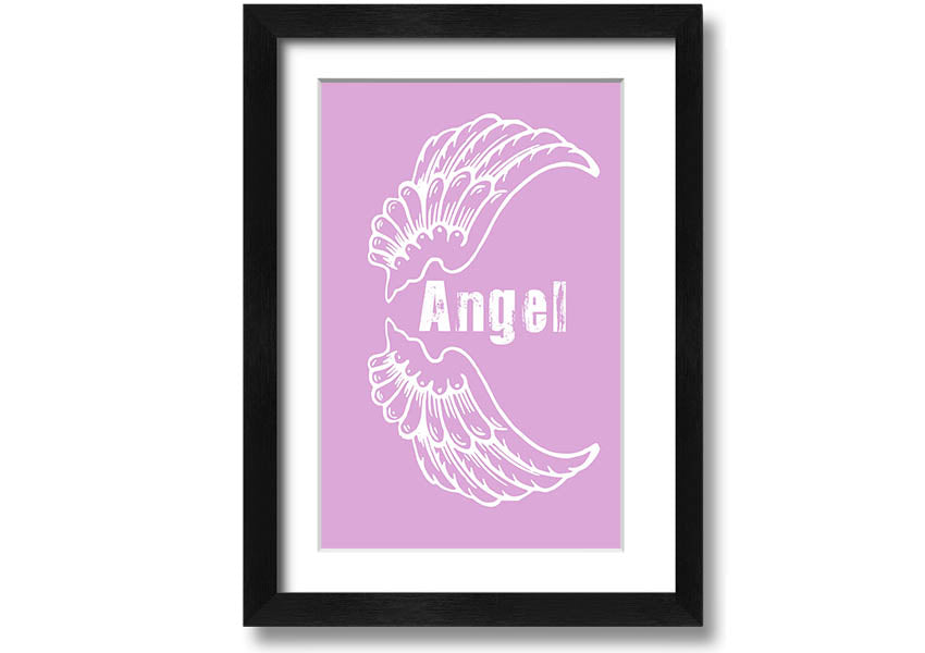 Angel Wings 3 Pink framed print featuring delicate pink wings, elegantly framed and ready to hang.