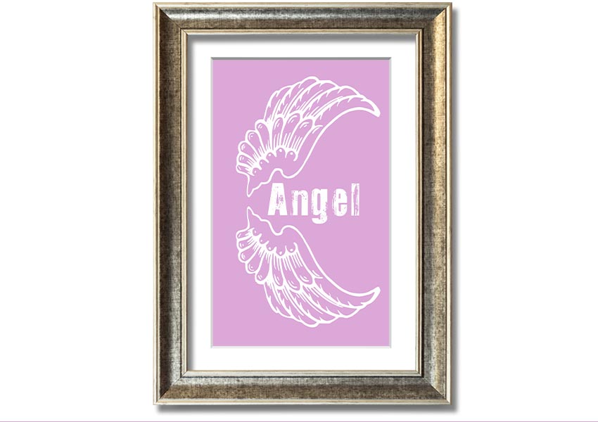 Angel Wings 3 Pink framed print featuring delicate pink wings, elegantly framed and ready to hang.