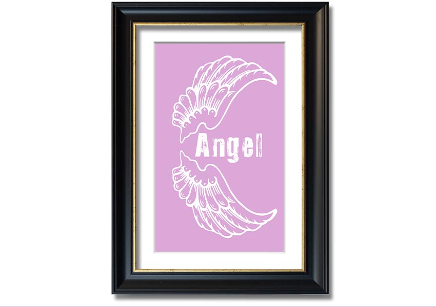 Angel Wings 3 Pink framed print featuring delicate pink wings, elegantly framed and ready to hang.