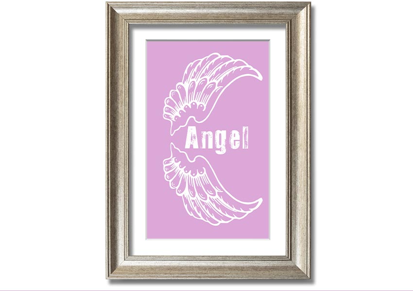 Angel Wings 3 Pink framed print featuring delicate pink wings, elegantly framed and ready to hang.