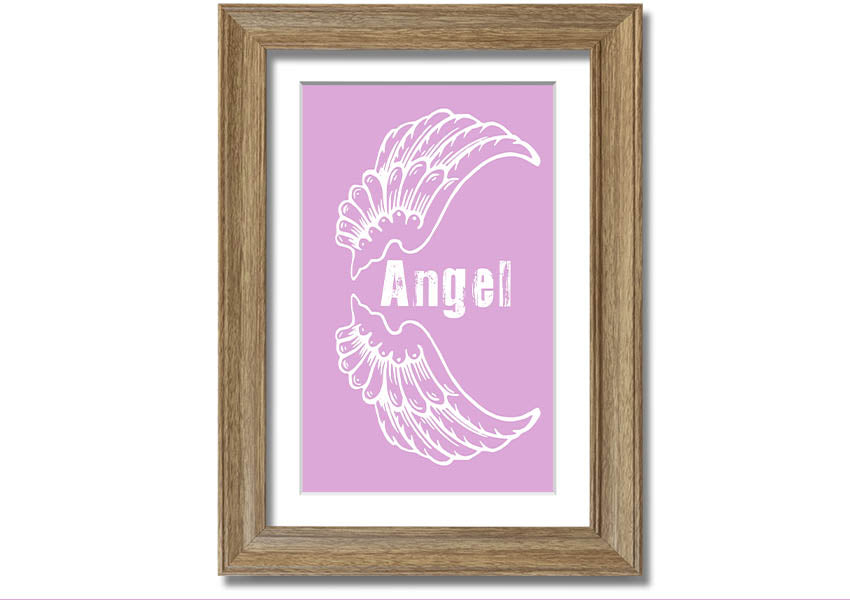 Angel Wings 3 Pink framed print featuring delicate pink wings, elegantly framed and ready to hang.