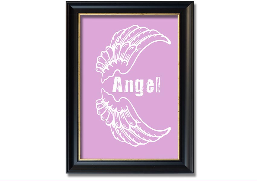 Angel Wings 3 Pink framed print featuring delicate pink wings, elegantly framed and ready to hang.