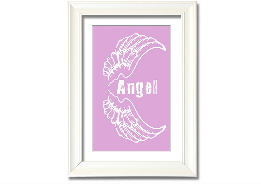 Angel Wings 3 Pink framed print featuring delicate pink wings, elegantly framed and ready to hang.