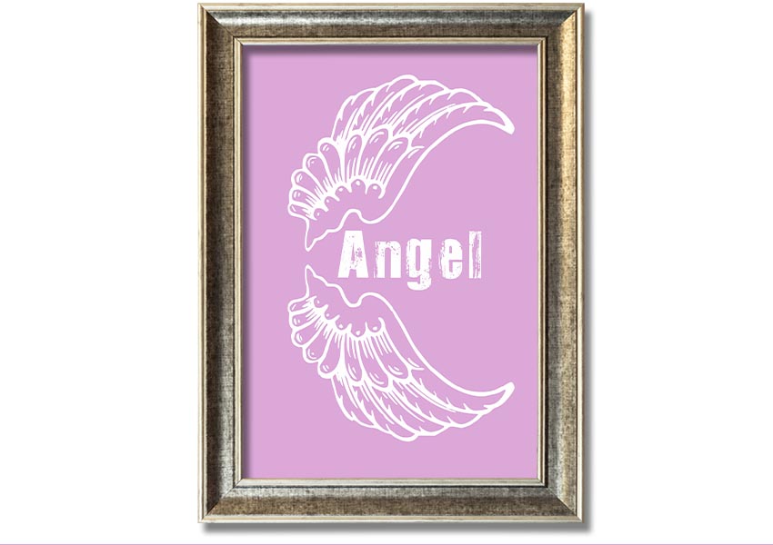 Angel Wings 3 Pink framed print featuring delicate pink wings, elegantly framed and ready to hang.