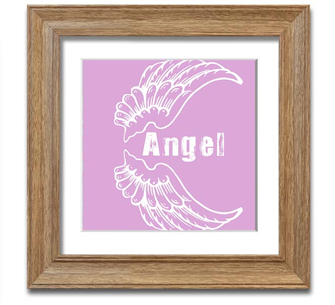 Angel Wings 3 Pink Square Framed Print with delicate pink wings design, framed in a stylish border, ready to hang.