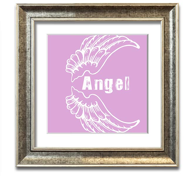 Angel Wings 3 Pink Square Framed Print with delicate pink wings design, framed in a stylish border, ready to hang.