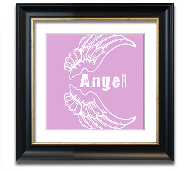 Angel Wings 3 Pink Square Framed Print with delicate pink wings design, framed in a stylish border, ready to hang.