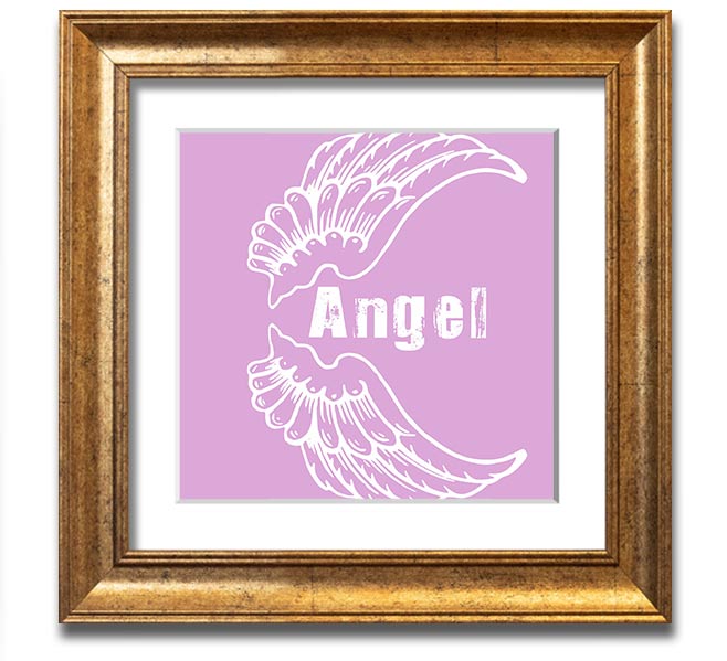 Angel Wings 3 Pink Square Framed Print with delicate pink wings design, framed in a stylish border, ready to hang.