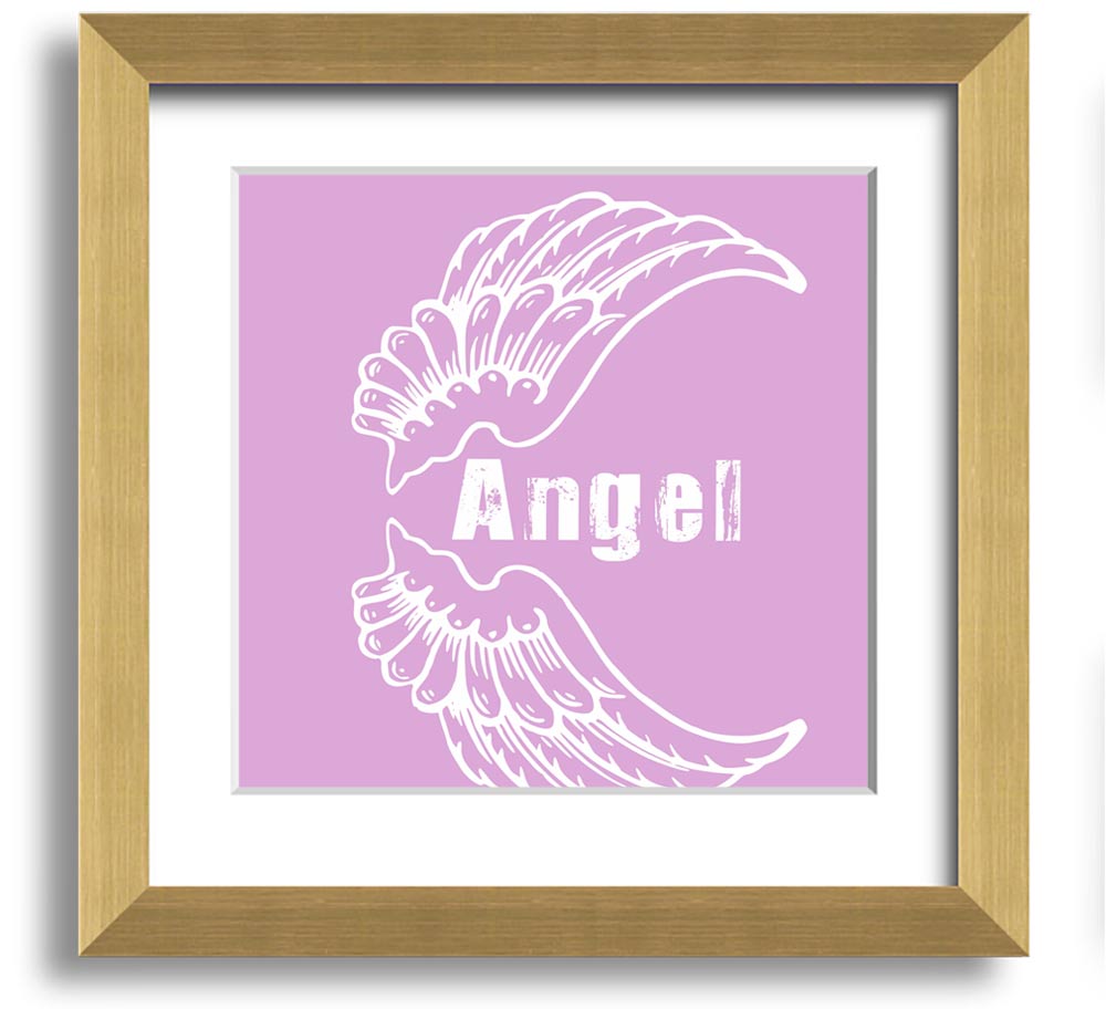 Angel Wings 3 Pink Square Framed Print with delicate pink wings design, framed in a stylish border, ready to hang.