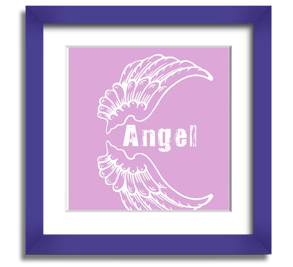 Angel Wings 3 Pink Square Framed Print with delicate pink wings design, framed in a stylish border, ready to hang.