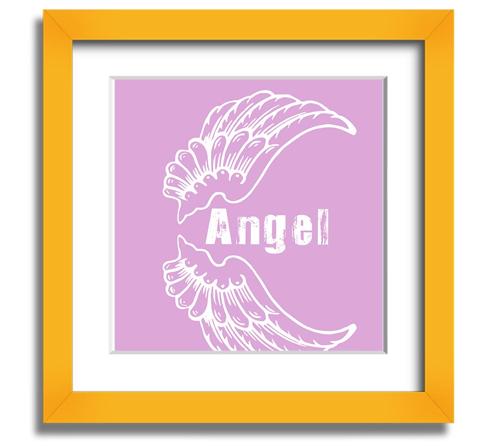 Angel Wings 3 Pink Square Framed Print with delicate pink wings design, framed in a stylish border, ready to hang.