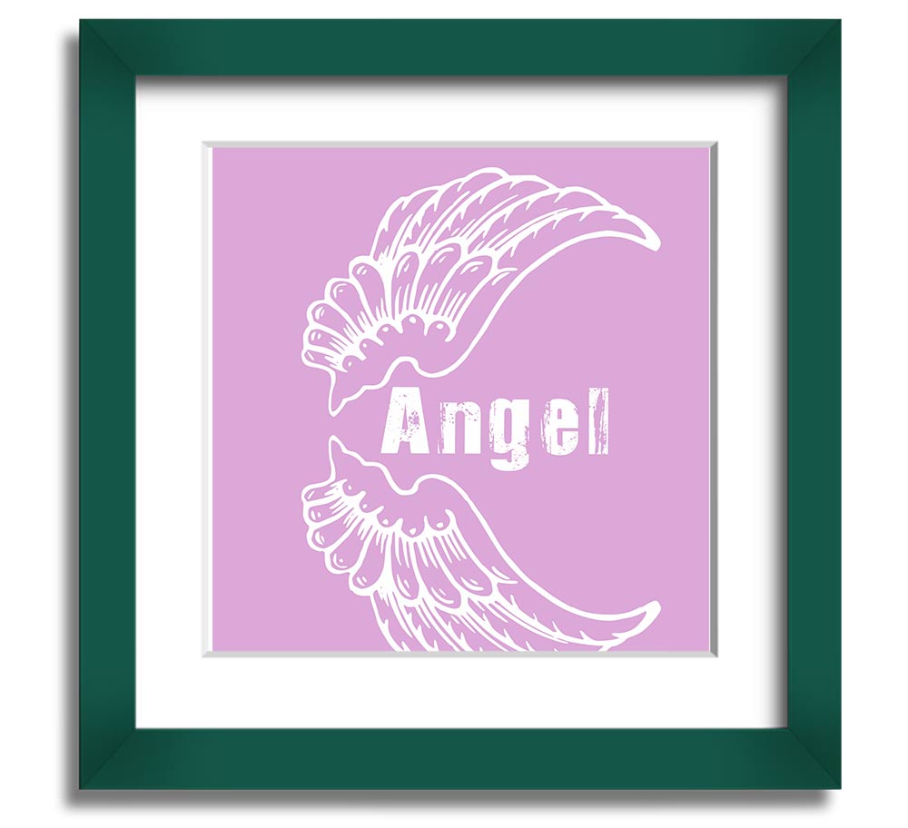 Angel Wings 3 Pink Square Framed Print with delicate pink wings design, framed in a stylish border, ready to hang.