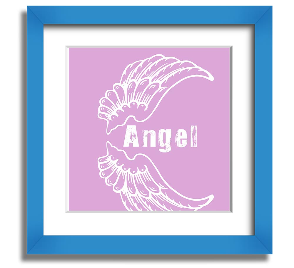 Angel Wings 3 Pink Square Framed Print with delicate pink wings design, framed in a stylish border, ready to hang.