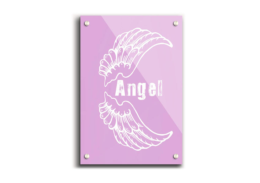 Angel Wings 3 Pink acrylic print showcasing vibrant pink wings on clear acrylic glass.