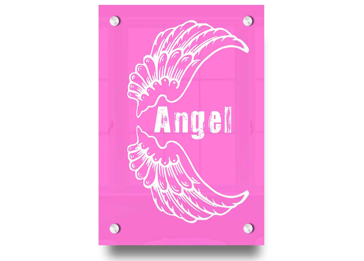 Angel Wings 3 Vivid Pink acrylic print showcasing vibrant pink colors on a 5mm thick acrylic glass.