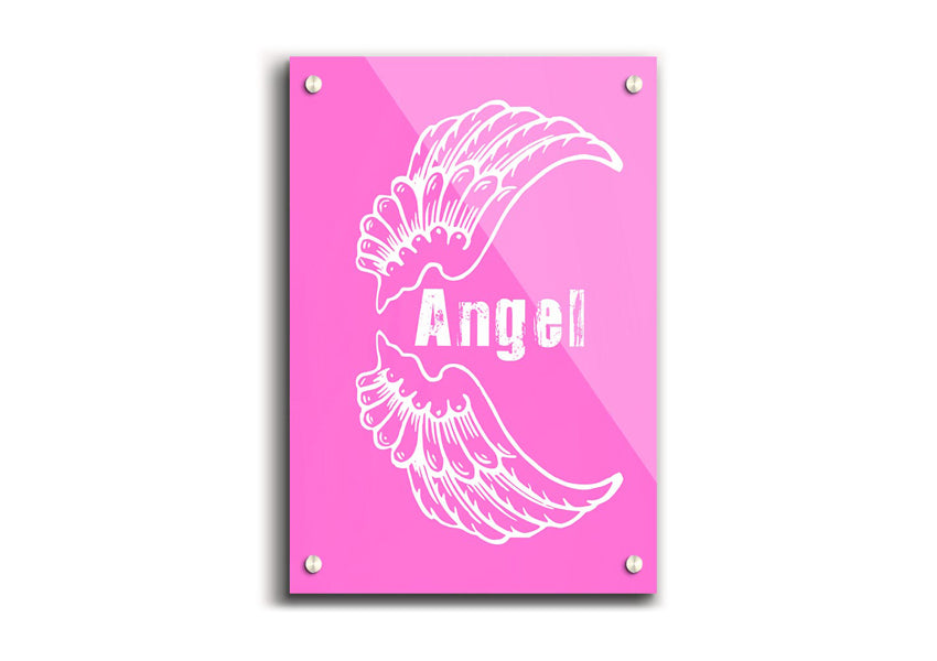 Angel Wings 3 Vivid Pink acrylic print showcasing vibrant pink colors on a 5mm thick acrylic glass.