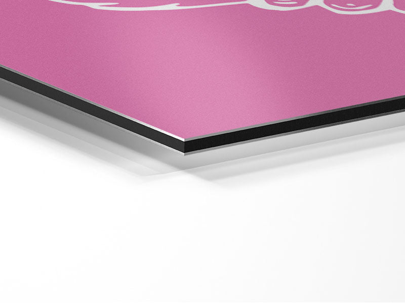 Angel Wings 3 Vivid Pink artwork printed on brushed aluminium dibond, showcasing vibrant pink hues and modern design.