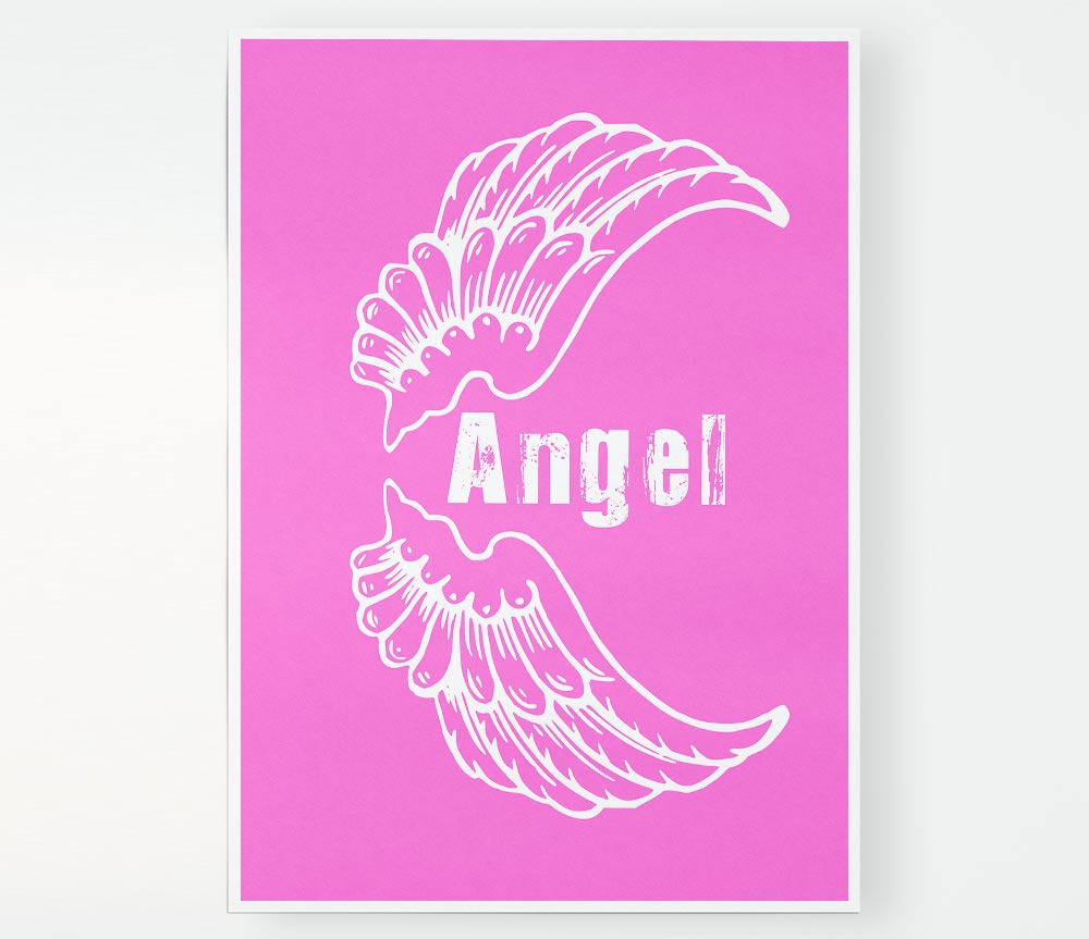 Angel Wings 3 Vivid Pink canvas poster featuring vibrant pink colors and intricate wing design, perfect for home decor.