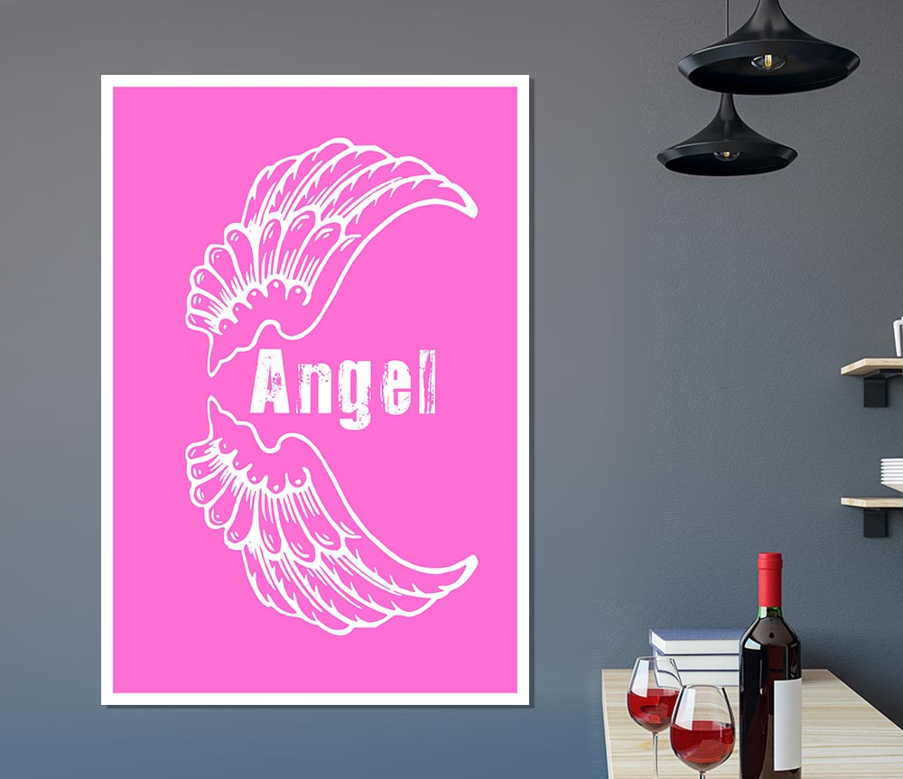 Angel Wings 3 Vivid Pink canvas poster featuring vibrant pink colors and intricate wing design, perfect for home decor.