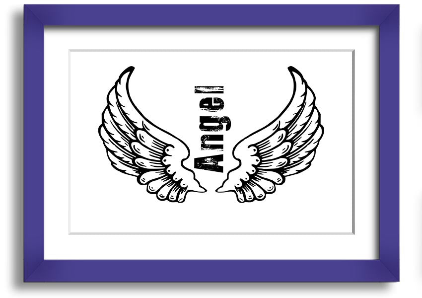 Angel Wings 3 White framed print showcasing delicate angel wings design, available in various frame colors.