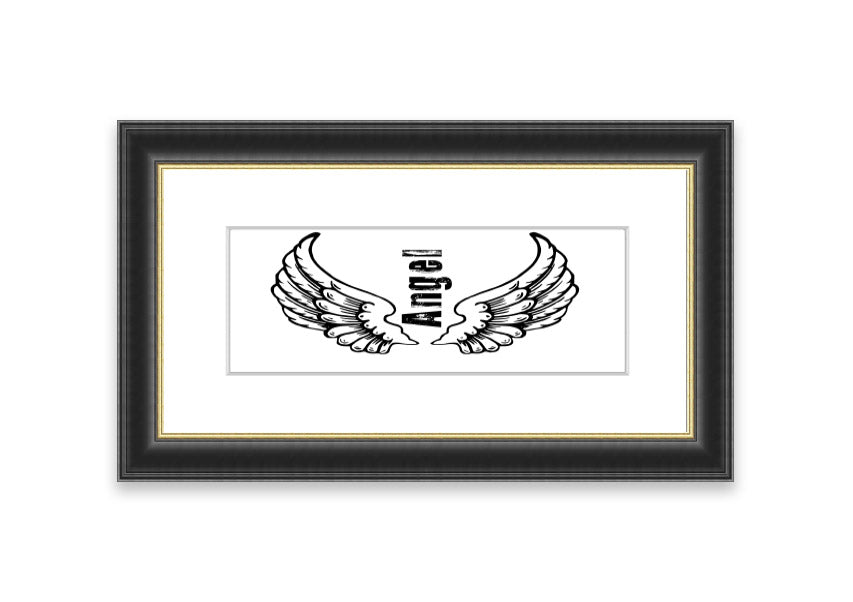 Framed print of Angel Wings 3 White, showcasing delicate wing design in a stylish frame.