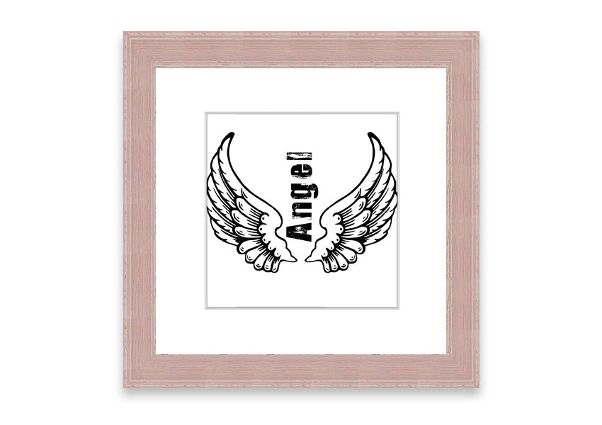 Framed print of Angel Wings 3 White, showcasing delicate wing design in a stylish frame.