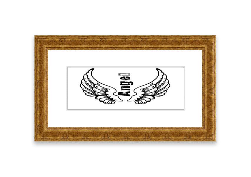 Framed print of Angel Wings 3 White, showcasing delicate wing design in a stylish frame.