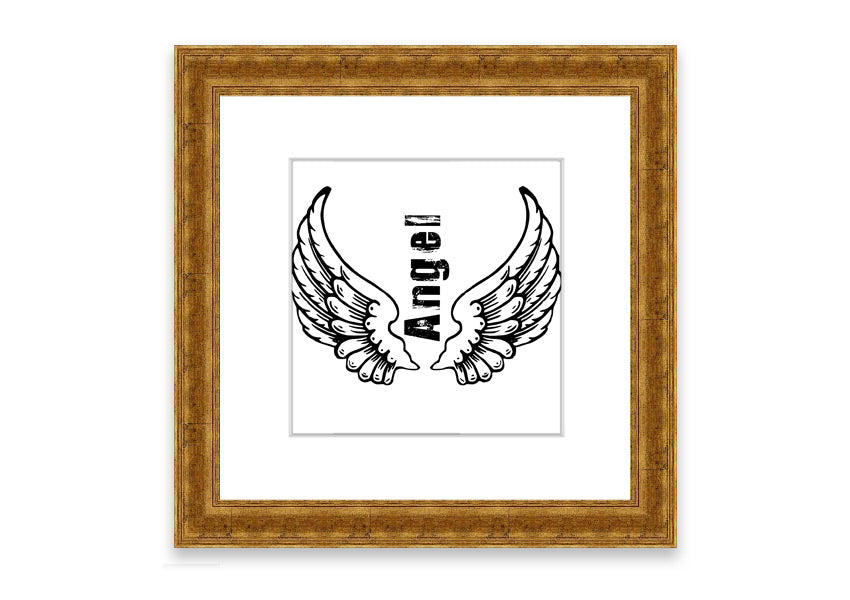 Framed print of Angel Wings 3 White, showcasing delicate wing design in a stylish frame.