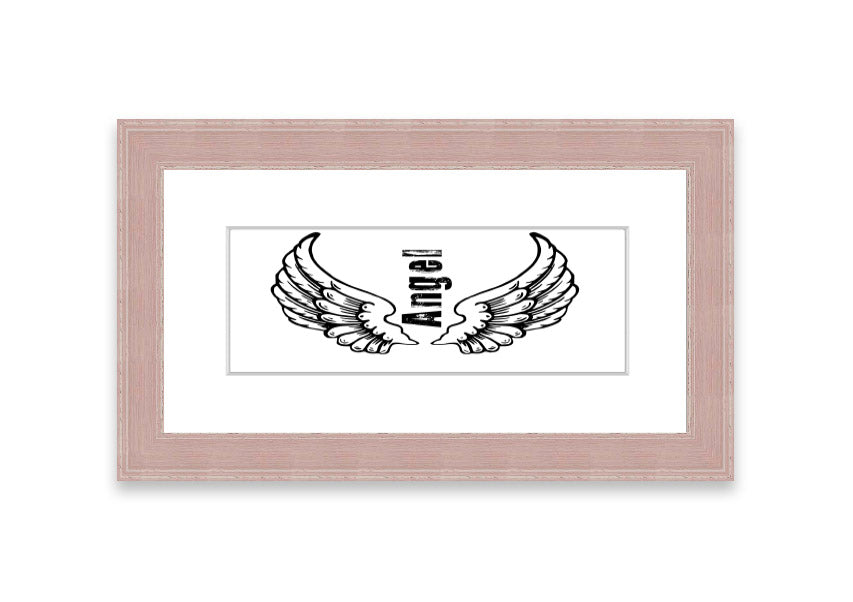 Framed print of Angel Wings 3 White, showcasing delicate wing design in a stylish frame.