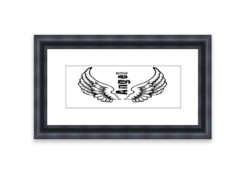 Framed print of Angel Wings 3 White, showcasing delicate wing design in a stylish frame.