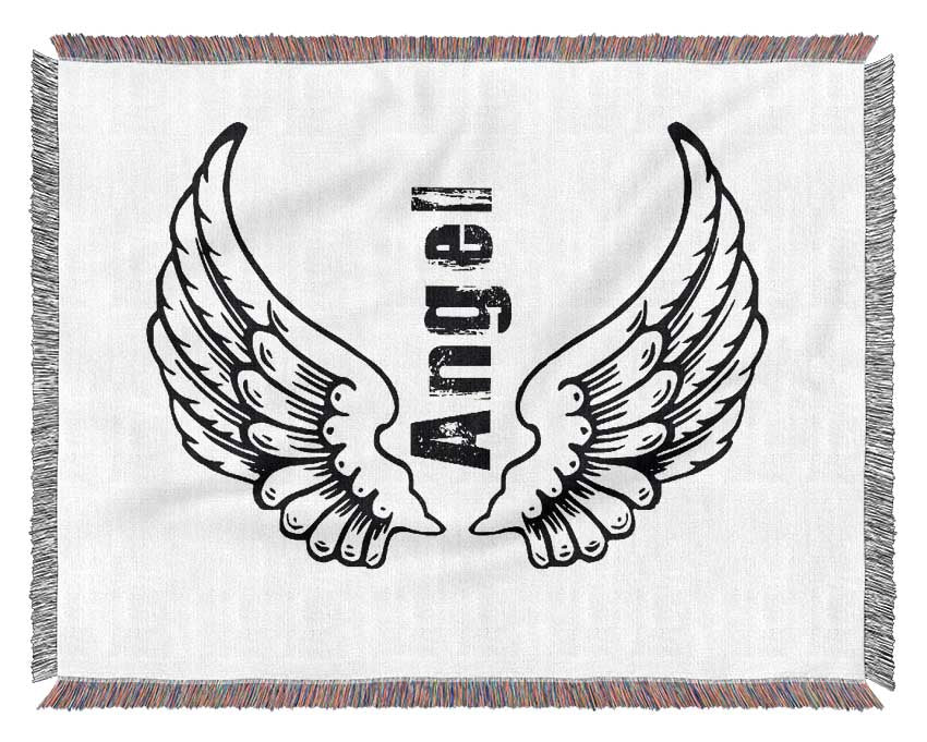 Angel Wings 3 White throw blanket made from 100% cotton, featuring a luxurious thermal weave and elegant design, perfect for home decor.