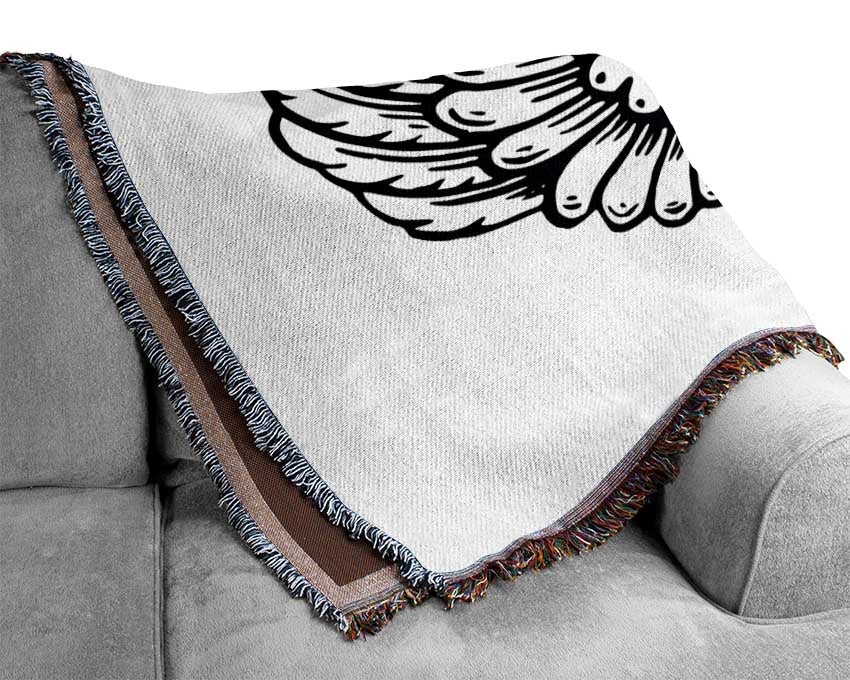 Angel Wings 3 White throw blanket made from 100% cotton, featuring a luxurious thermal weave and elegant design, perfect for home decor.