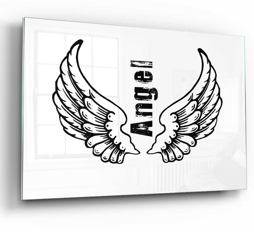 Angel Wings 3 White glass print featuring elegant white wings design, perfect for modern decor.