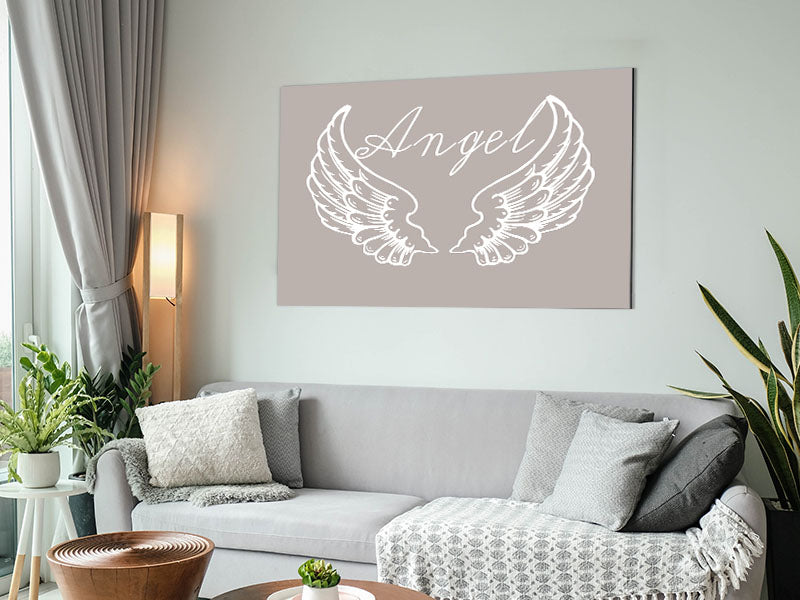 Angel Wings 4 Beige art piece printed on brushed aluminium dibond, showcasing elegant beige tones and modern design.