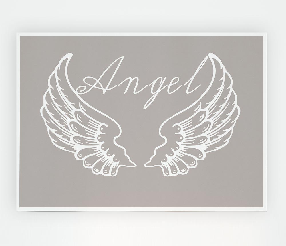 Angel Wings 4 Beige canvas poster featuring delicate angel wings design on a soft beige background.