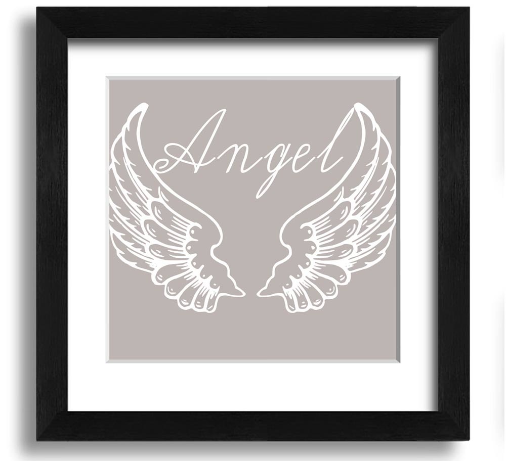 Angel Wings 4 Beige Square Framed Print with elegant design, ready to hang.