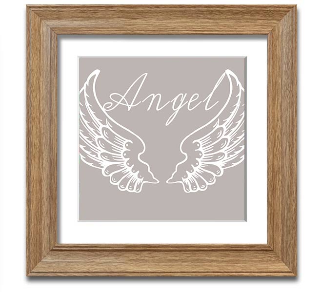 Angel Wings 4 Beige Square Framed Print with elegant design, ready to hang.