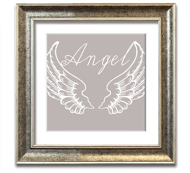 Angel Wings 4 Beige Square Framed Print with elegant design, ready to hang.