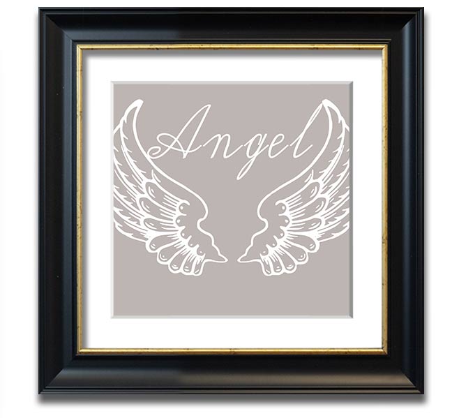 Angel Wings 4 Beige Square Framed Print with elegant design, ready to hang.