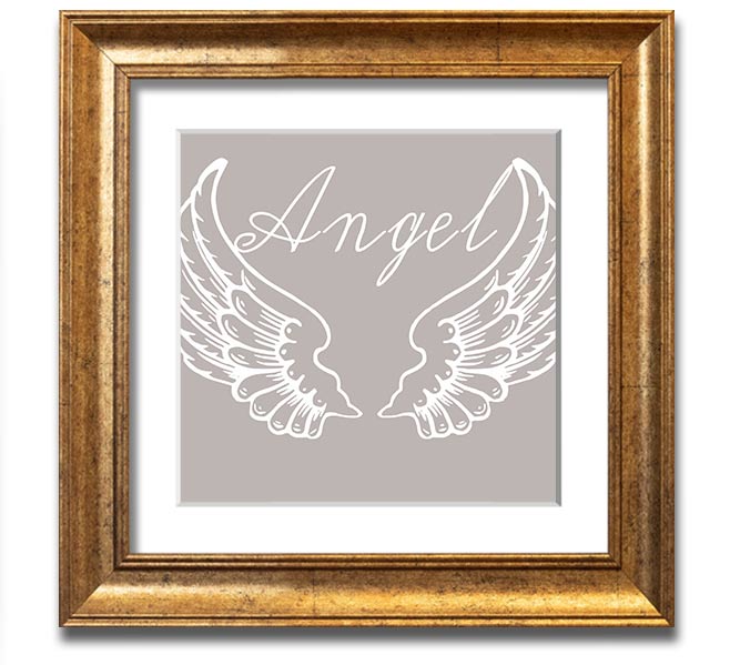 Angel Wings 4 Beige Square Framed Print with elegant design, ready to hang.