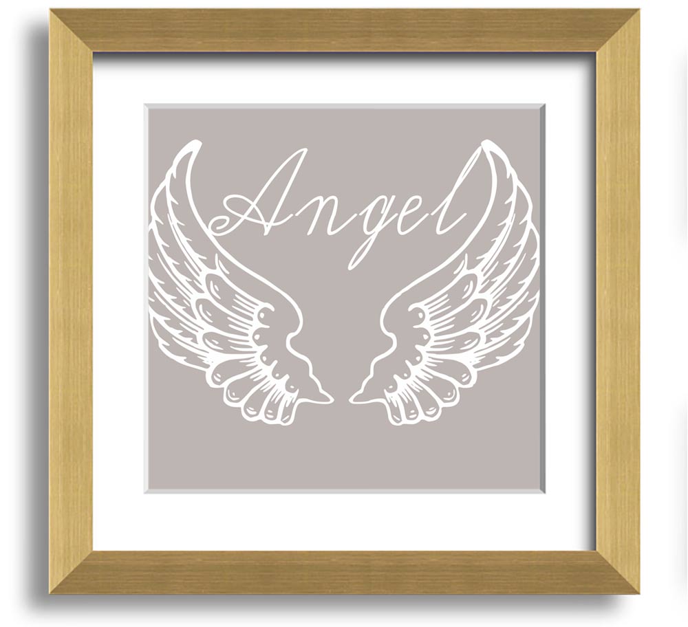 Angel Wings 4 Beige Square Framed Print with elegant design, ready to hang.