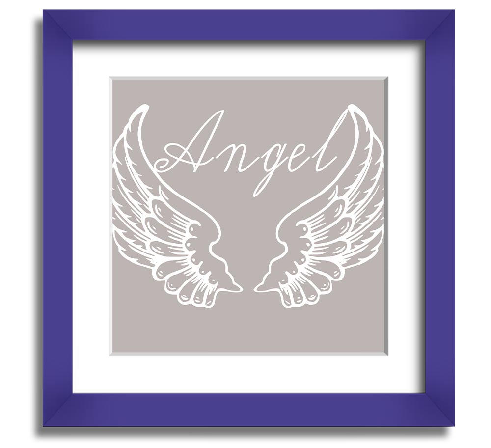 Angel Wings 4 Beige Square Framed Print with elegant design, ready to hang.