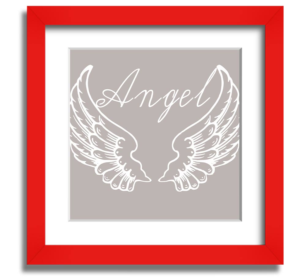 Angel Wings 4 Beige Square Framed Print with elegant design, ready to hang.