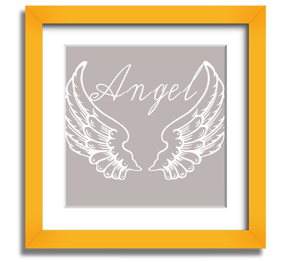 Angel Wings 4 Beige Square Framed Print with elegant design, ready to hang.